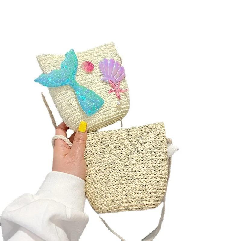 Cartoon Ocean Beauty Fish Tail Pattern Children Wallet Cute Large Capacity Crossbody Bag Clutch Bag Coin Pouch Women