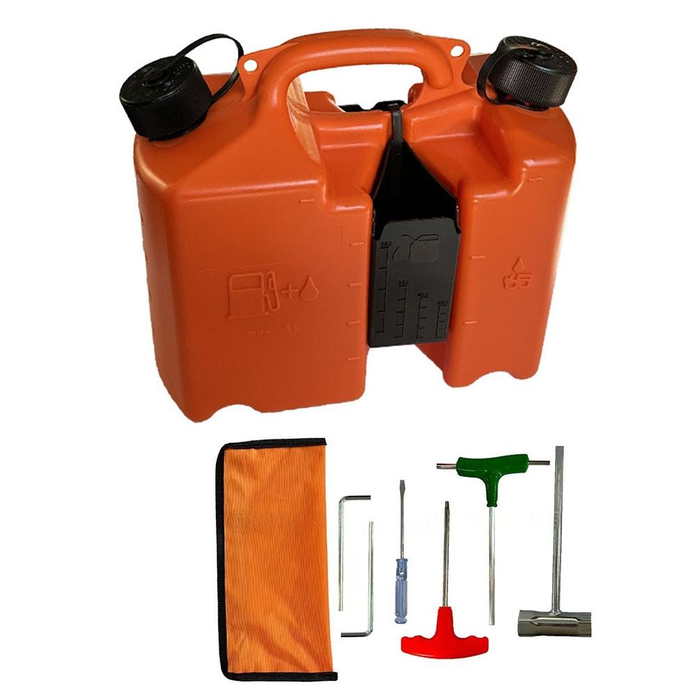 Smart Spout Fuel Can 5L Gas 3L Oil with Integrated Chainsaw Tool Carriers