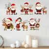 Indoor Christmas Scene Wall Stickers, Watercolor Santa Claus Reindeer Decals, Self-Adhesive Festive Decorations Stickers for Living Room Bedroom