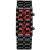 Fashionable Full Metal Digital Mule Watch for Men with LED Display, Perfect for Sports and Creative Gifts, Black and Red.