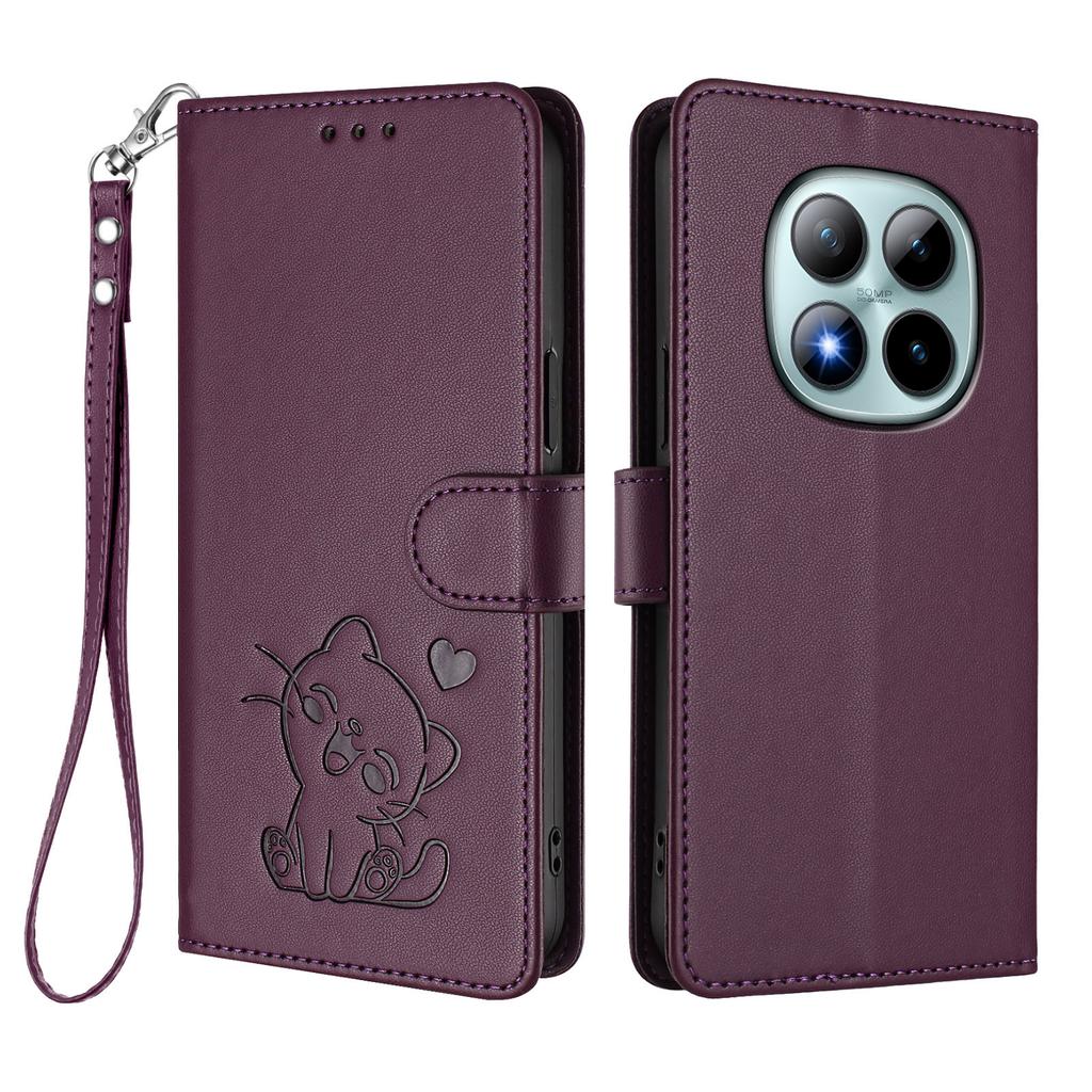 For Xiaomi Redmi Note 15 Pro+ 5G Wallet Case with Wrist Strap Love Cat Pattern Imprint Leather Phone Cover