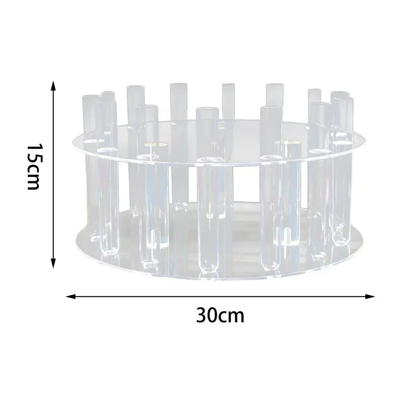 Ακρυλική Πλάκα Έκθεσης Τούρτας Στρογγυλή Βάση Τούρτας 30cm Γάμος Πάρτι DIY Διακόσμηση Στεφάνι Λουλουδιών Δίσκοι Επιδόρτων Διαφανή Εργαλεία Βάσης Τούρτας