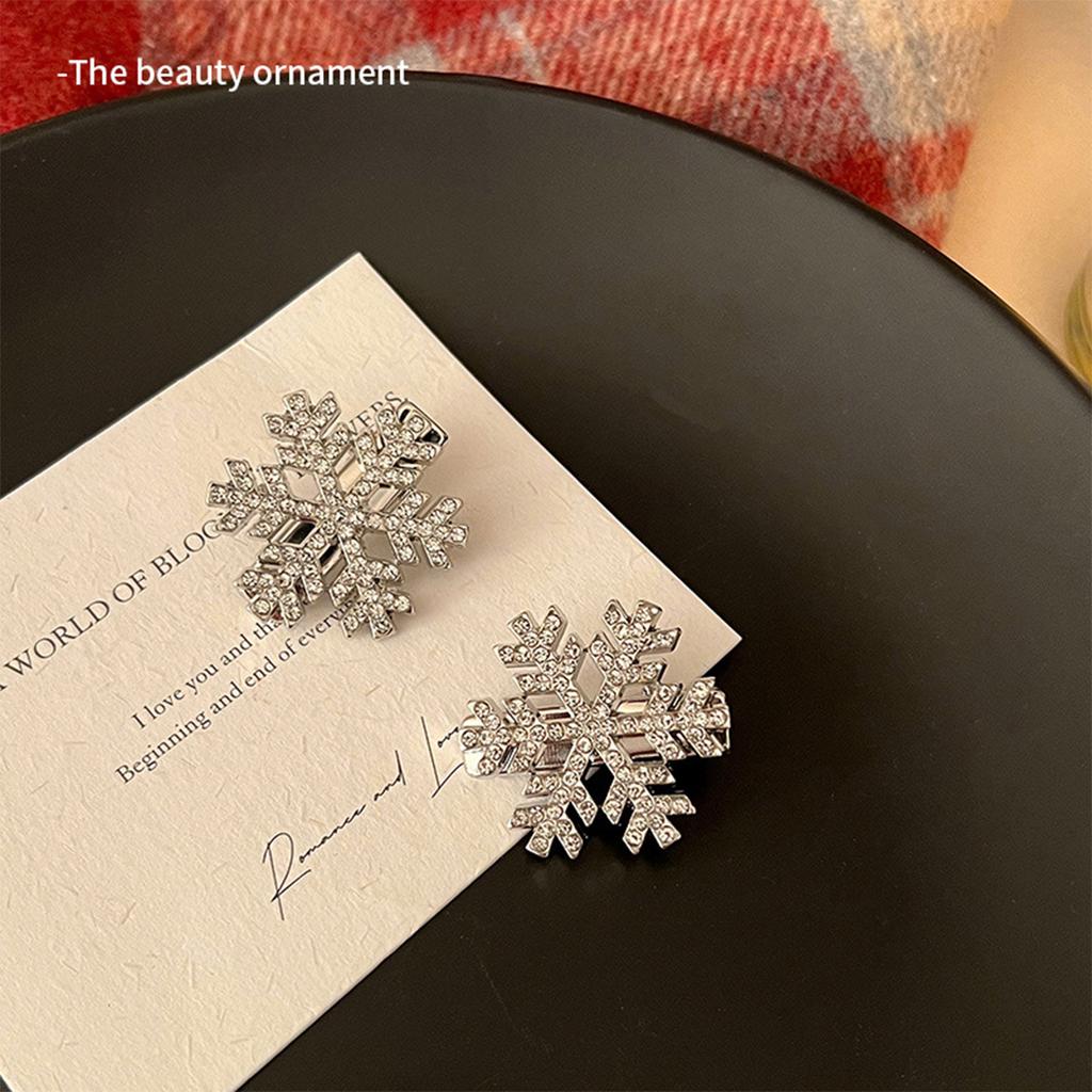 2pcs Christmas Autumn Winter Super Glitter Rhinestone Snow Hair Clip Hair Accessories for Women to Wear