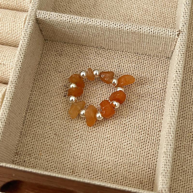 Pearl Beaded Ring Women's Elastic Rope Literary Stacking Index Finger Ring High-end Handmade Ring Jewelry