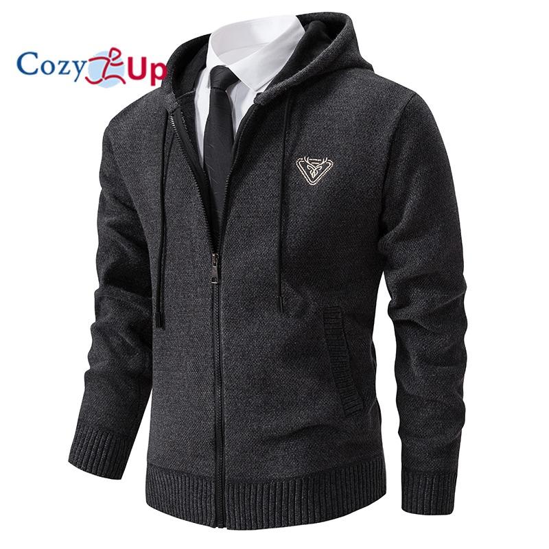 Cozy Up Giacca da Uomo con Cappuccio Lavorazione a Maglia Larga Cappotto Casual