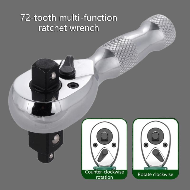 Quick Release Reversible Ratchet 1/4 ", 3/8 ", 1/2" Drive Ratchet Wrench, 72-Tooth Square Drive Socket Wrench