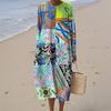 Women's Fashionable Casual Long-Sleeved Round Neck Retro Geometric Print Elegant Dress