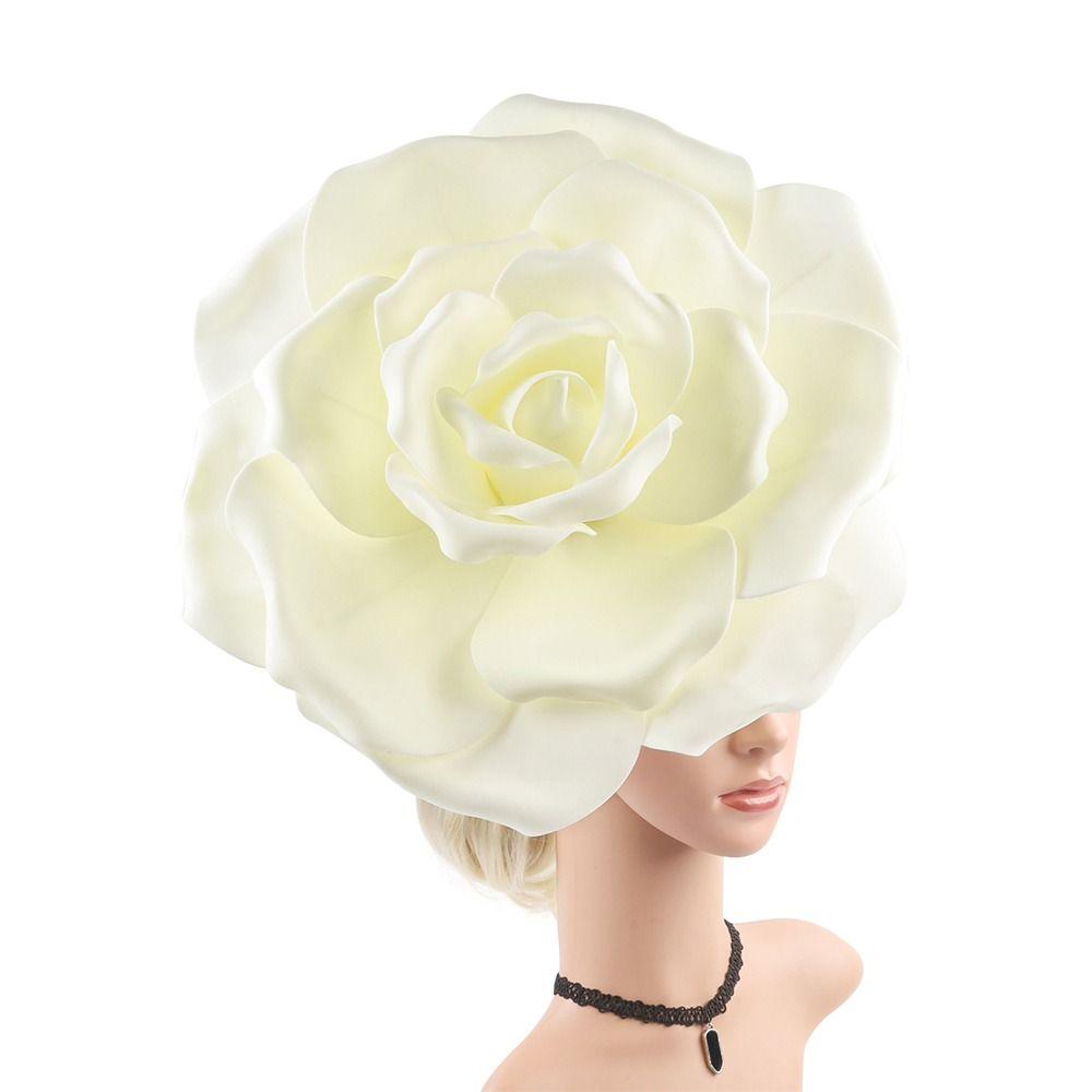 Exaggerated Rose Flowers Fascinator Hat Mardi Gras Headpiece  for Women