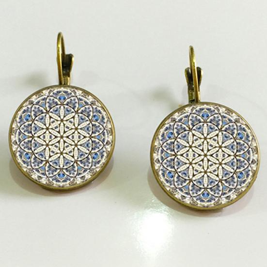 Femei etnice floarea soarelui Boemia rotundă Faux Bijuterie Clip Leaverback Cercei Bijuterii