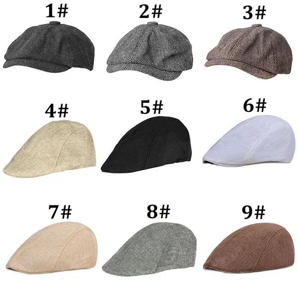 New Men Vintage Cotton Berets Women Fashion Flat Visor Cap Casual Berets Retro Hat Dad Autumn and Winter Unisex Adjustable Hats