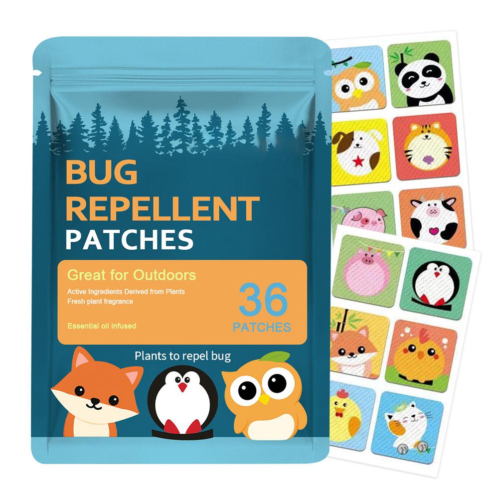 36 штук Пластыри от комаров Наклейка БЕЗ ДЭТА Пластырь-репеллент от комаров с цитронеллой Натуральный растительный компонент для путешествий и кемпинга