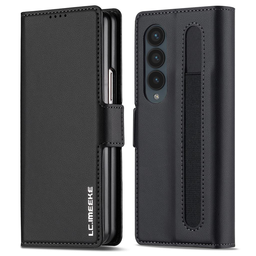 LC.IMEEKE L1 For Samsung Galaxy Z Fold4 5G Stand Case Texture PU Leather Wallet Phone Cover