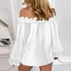 Shirt Women off Shoulder Top off-Shoulder Long Sleeves Shirt Loose Plus Size Tops Women