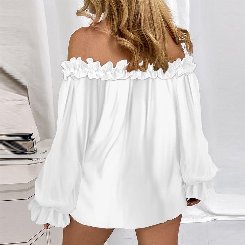 Shirt Women off Shoulder Top off-Shoulder Long Sleeves Shirt Loose Plus Size Tops Women