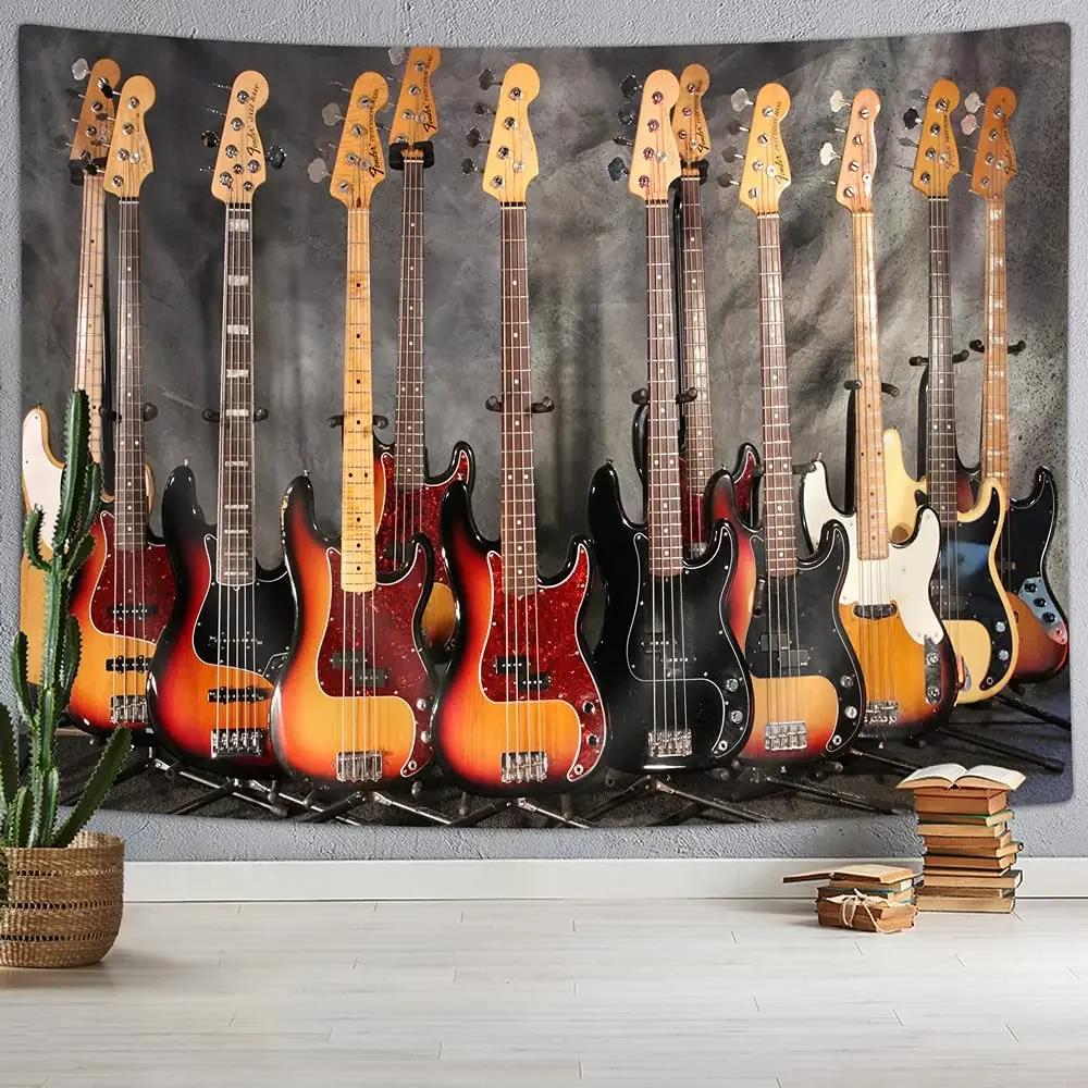 Guitar Music Tapestry Concert Instruments Tapestry Rock Hippie Art Tapestries Wall Hanging Decor for Home Living Bedroom Dorm