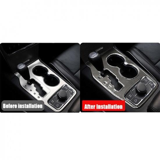 Center Gear Shift Panel Cover Trim for Jeep Grand Cherokee 11-13 Real Carbon AC
