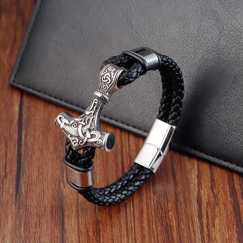 Leather Rope Bracelets Leather Woven Bracelets, Genuine Leather Bracelets Leather Bracelets Men's Viking Jewelry