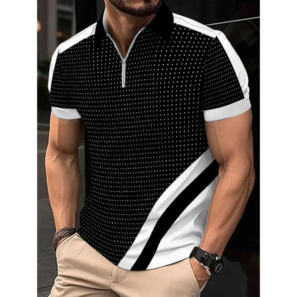 Summer Fashion 3D Printed Breathable Color Blocked Men's Polo Shirt Sports Polo Shirt