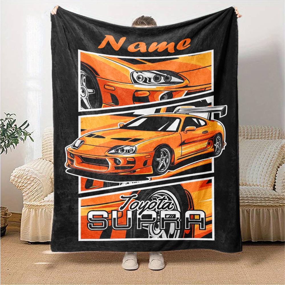 Custom Name Racing Theme Printed Blanket - Perfect for Couch, Bed, Travel & Outdoor Use | Machine Washable, Cozy & Durable.