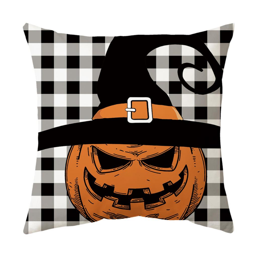 17.7*17.7in Halloween Pillow Set  Cushaw Head Series Linen Material Halloween Pillow Cover (Without Pillow Core)