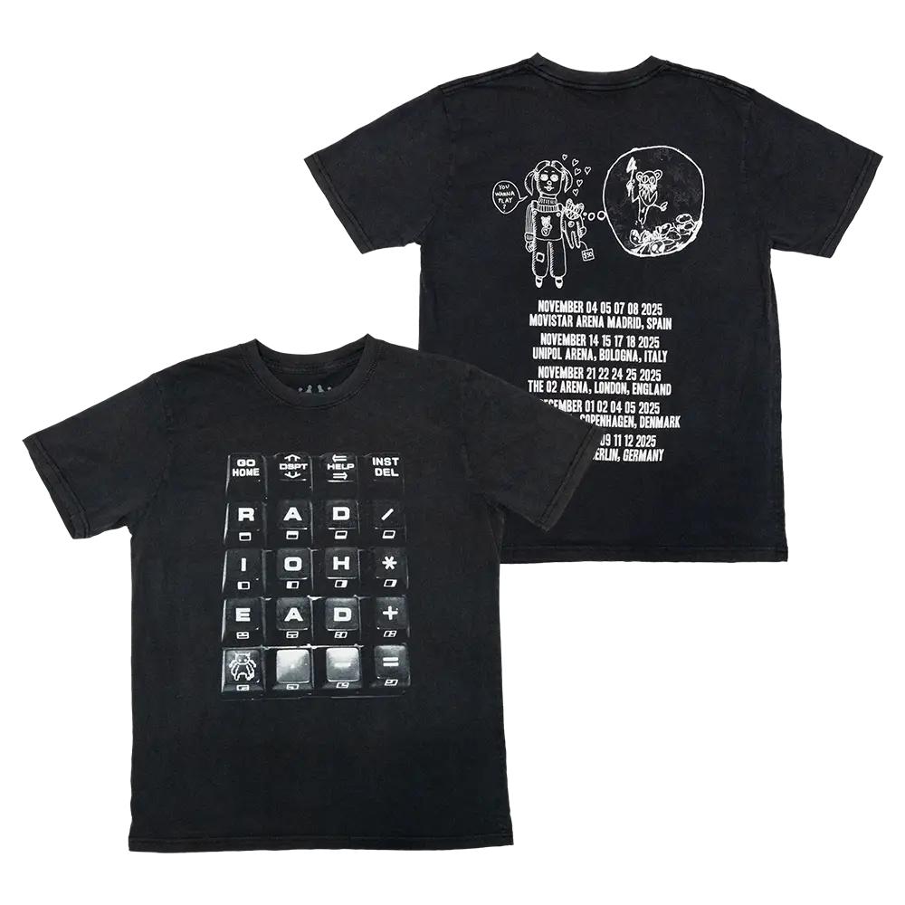 Washed Radiohead 2025 Tour DoubleSided TShirt  Keyboard Graphic  Tour Dates Print Cotton Apparel for Indie Rock Fans S