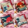 ART Japanese Waves Cushion Cover Antidustmite Pillowcase Invisible Zipper Silky Short Plush Sofa Cushion Cover
