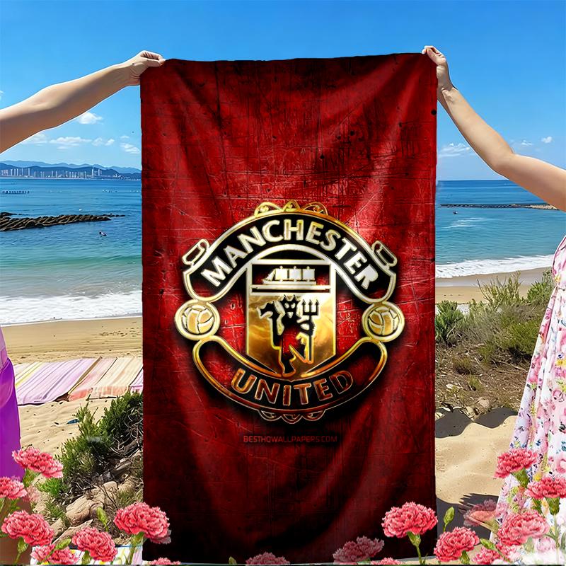 Football United F.C Print Beach Towel, Versatile Lightweight Absorbent Beach Towel for Pool Surf Yoga Bathroom, Perfect Birthday Holiday Gift