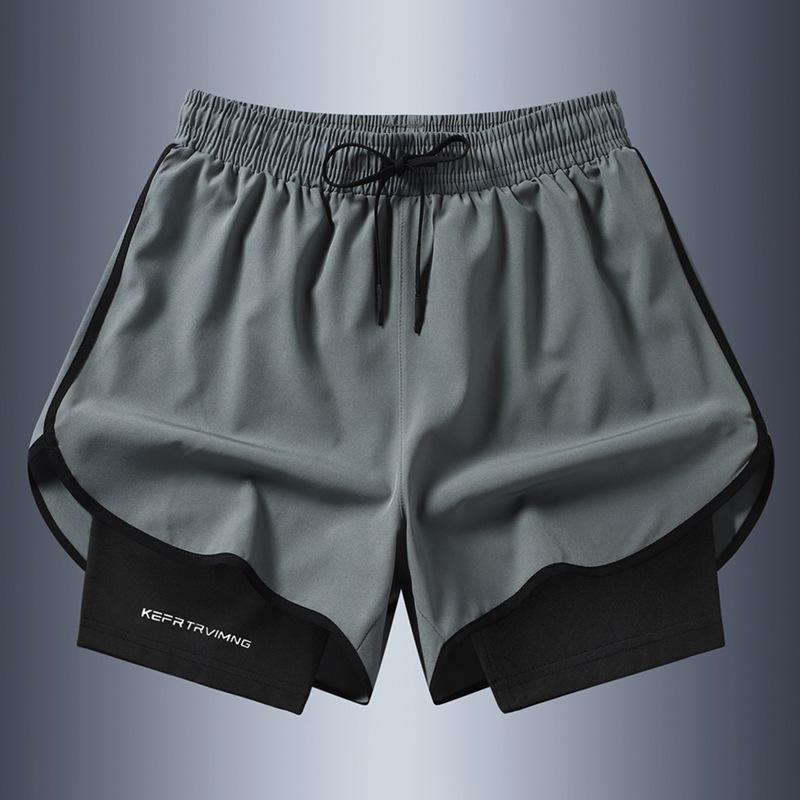 

Unisex Trendy Double-Layer 5-Point Sports Shorts - Anti-Exposure, Couple Style 2XL темно-серого
