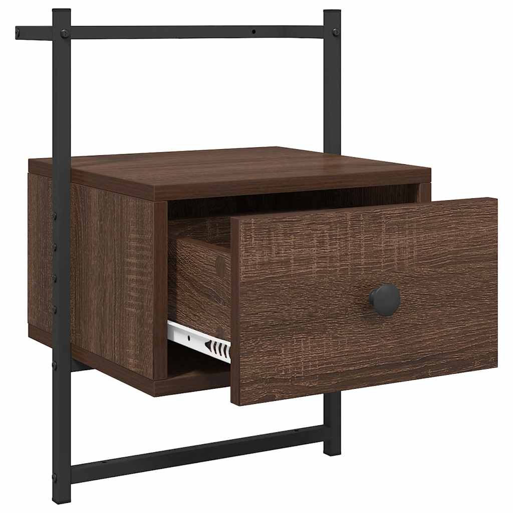 Wall Mounted Nightstand Brown Oak Look 35 x 30 x 51 cm Engineered Wood