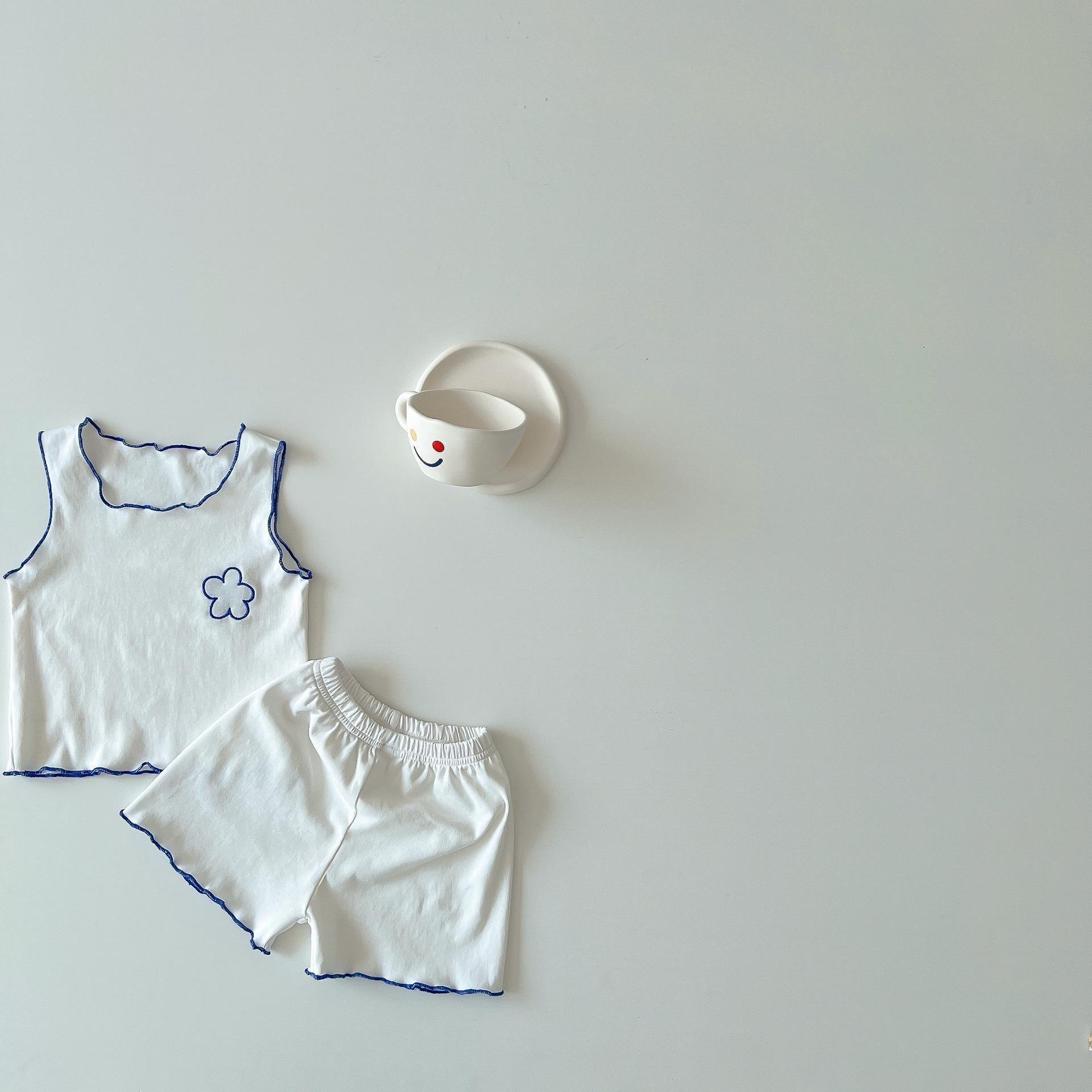 

Летний комплект Майка без рукавов Футболка Шорты Комплект из двух предметов Детский Тонкий Повседневный Домашний костюм Комплект Пижама 130