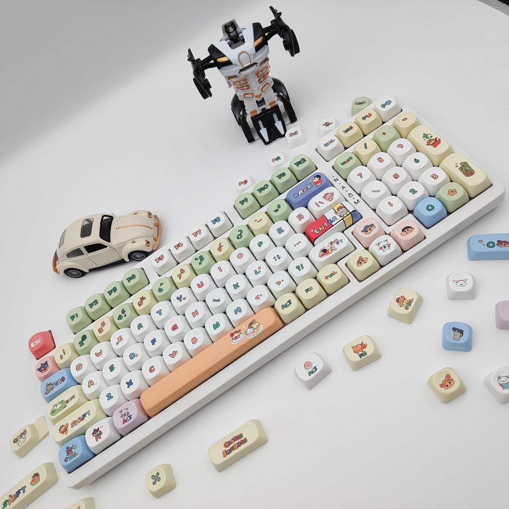 Crayon Shin-chan Pink PBT Keycap Set: Cute, Customizable Dye-Sublimated Keycaps for Mechanical Keyboards