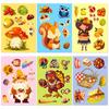 6 Photos/package Thanksgiving Puzzle Stickers for Autumn Harvest Festival Mushroom Squirrel Parent-child Interactive Puzzle Toys Exchange