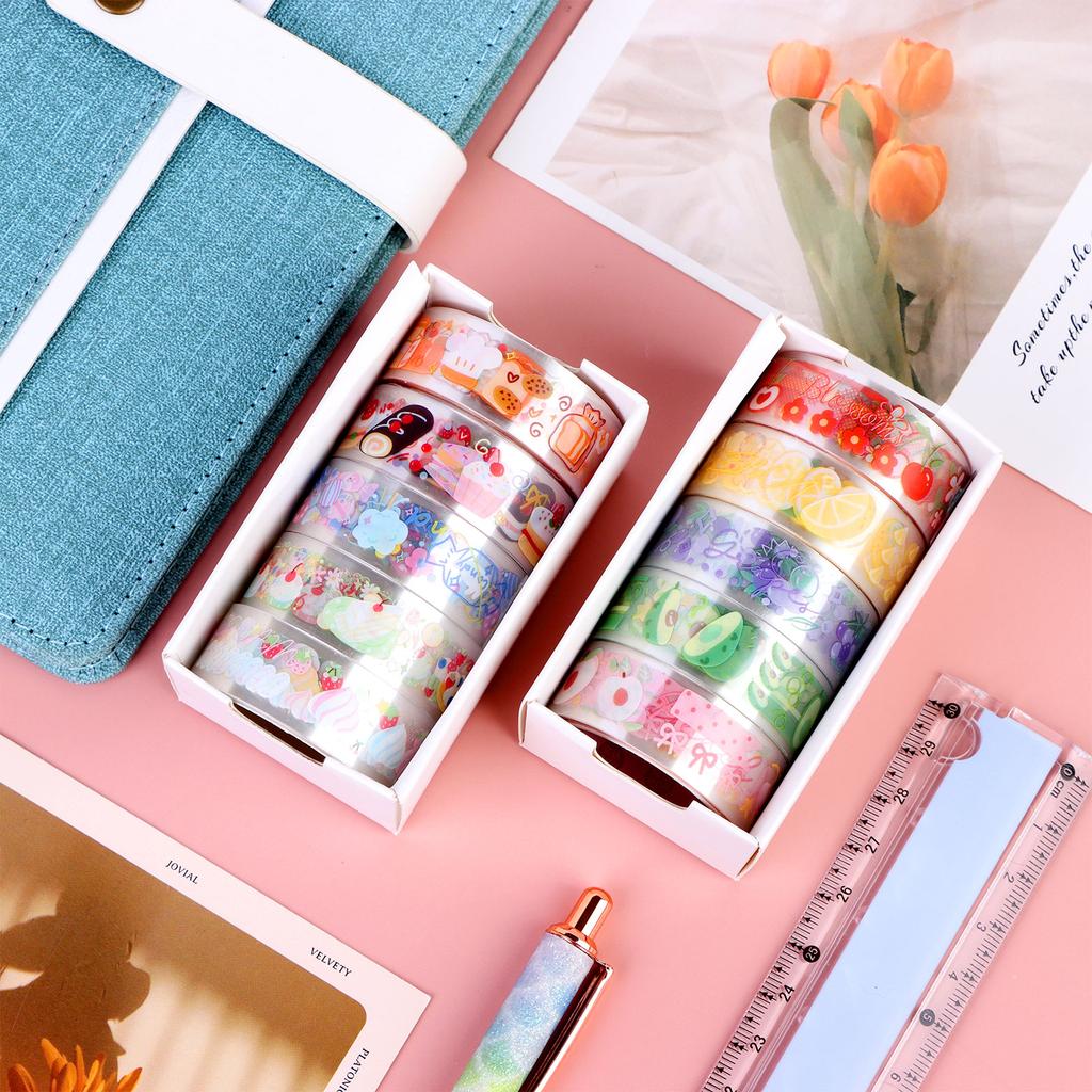 10 Rolls Waterproof Plastic Tape Cute 15Mm Wide Self-Adhesive Tape Butterfly And