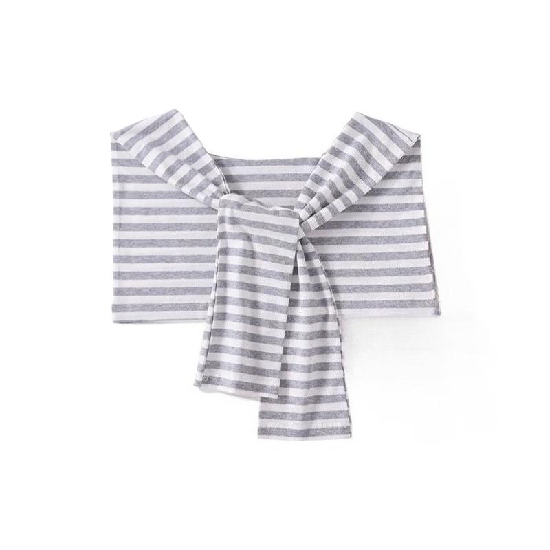 

Summer Striped Pure Cotton Square Shawl Women Cotton Indoor Anti-Cool Air Elegant Cape Scarf Wrap Light Shoulder Back Cover