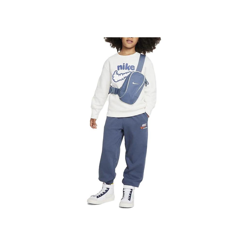 Nike Sweatshirt Letter Logo Print Round Neck Casual Fleece Kids tops White DQ3860-133