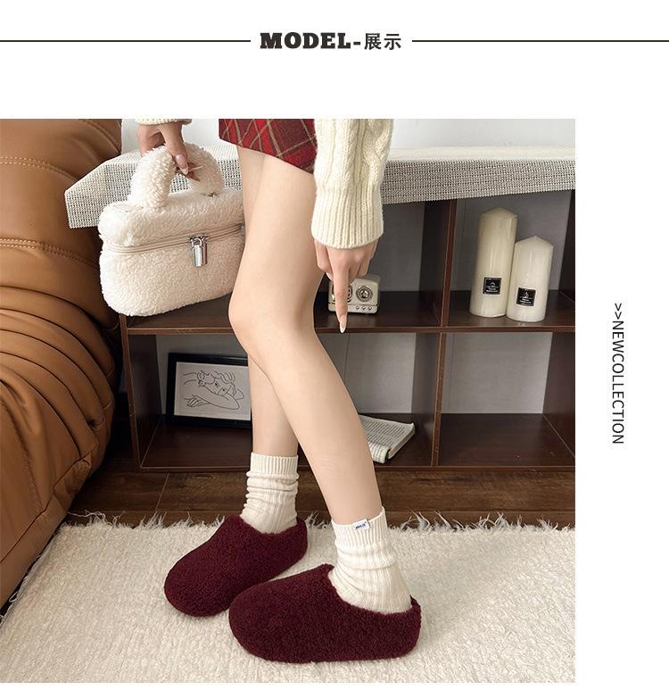 Mao Mao towed grape mother with the same bag head and one foot to keep warm cotton shoes with plush and fluffy half slippers for women to wear in aut