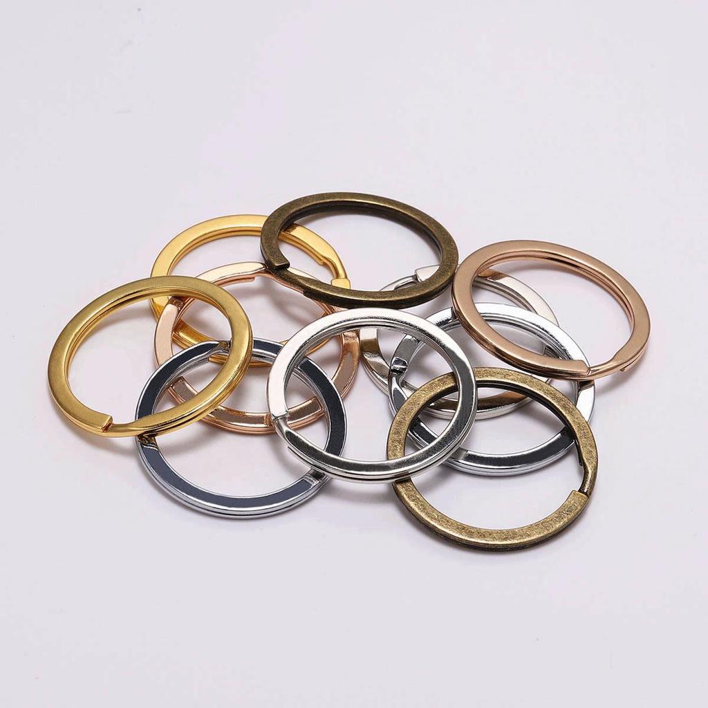 Electroplated DIY Flat Circle Keyring Pendant Charm, 25-30mm, In Stock