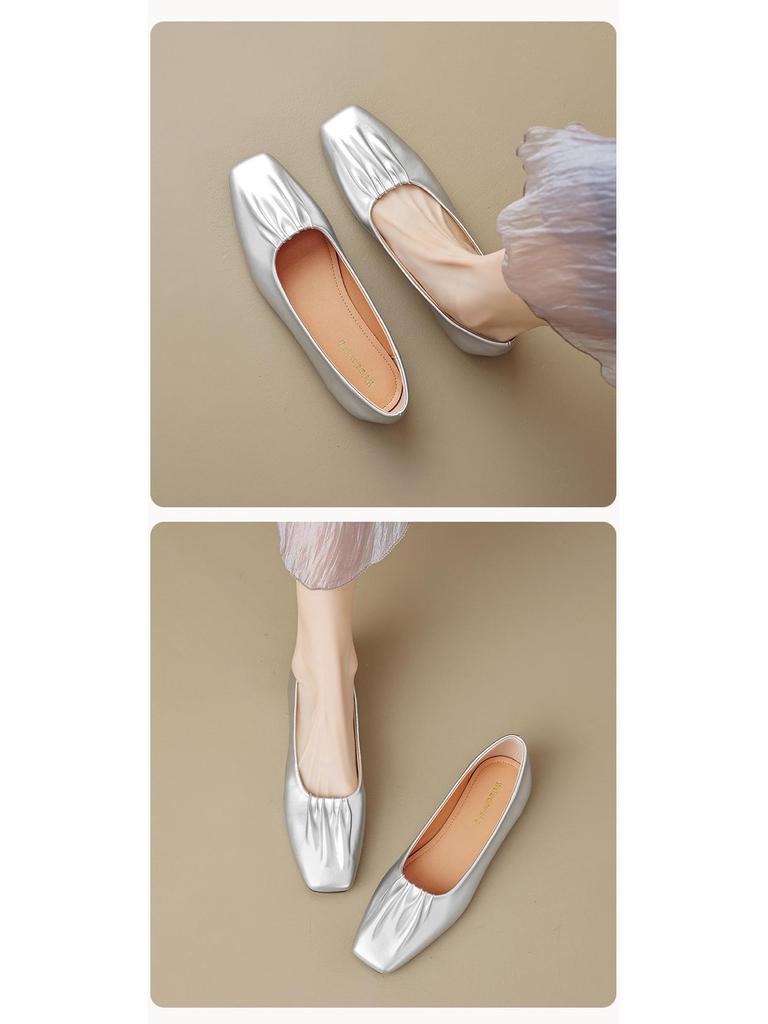 Weiwei Girl 888-1 Square Toe Women's Flat Loafers - Soft Sole Slip-On Mary Janes