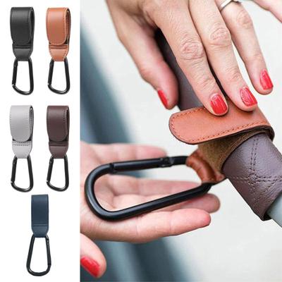 1/2/3/6Pcs Baby Stroller Hook Portable Faux Leather Fastener Tape Diaper Grocery Shopping Bag Hanger Multipurpose Pram Clip Strap Stroller Accessories