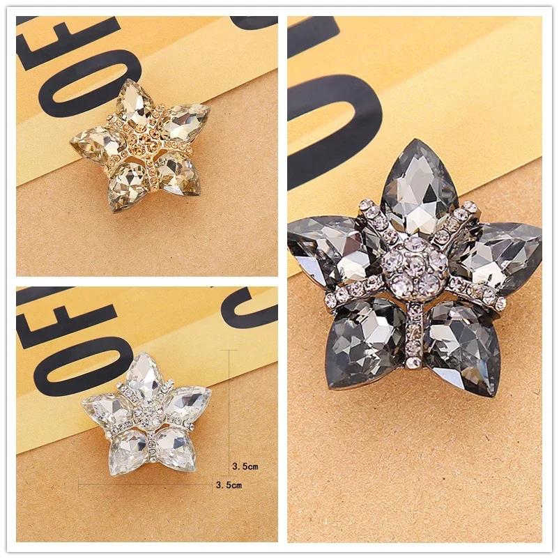 1pcs Extravagant Metal Buttons Rhinestone Sleeve Buckles Shank For Sewing Clothing Accessory