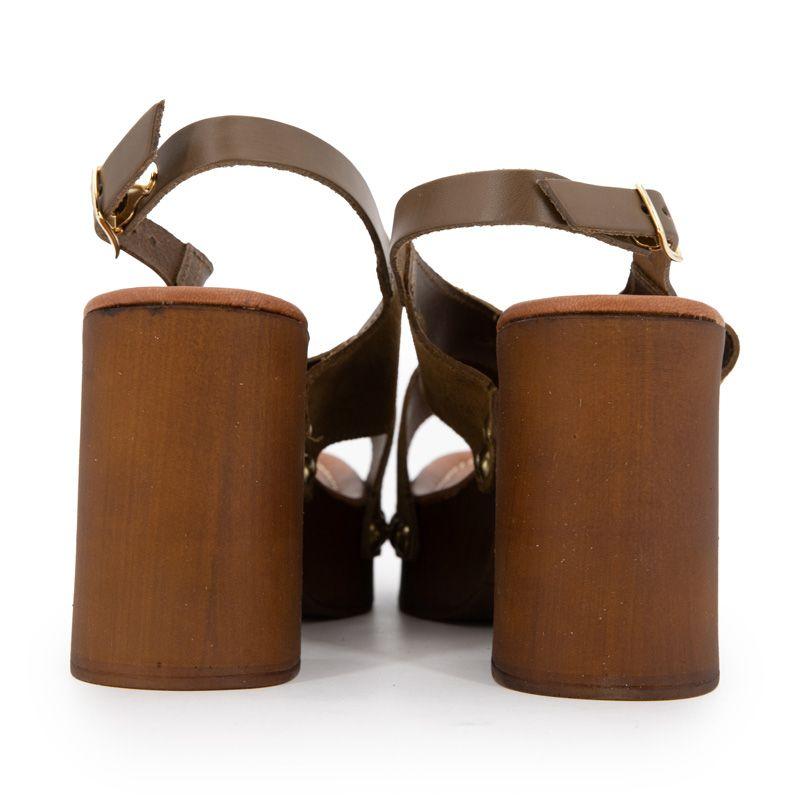 Sandales en cuir à talons 9cm carré Penn tan Femme LES TROPEZIENNES PAR M.BELARBI