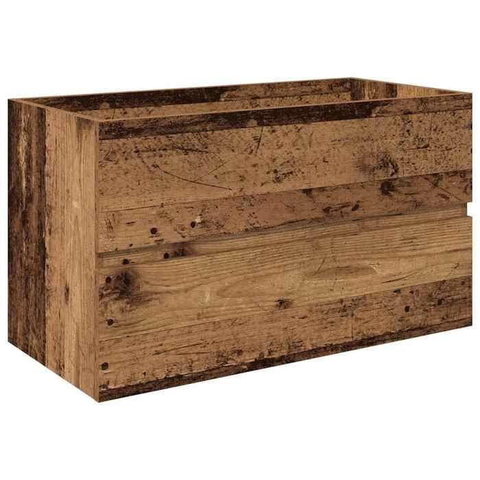 VidaXL Meuble lavabo avec bassin et robinet intégrés vieux bois, armoire lavabo de salle de bain, meuble de salle de bain, 3328933