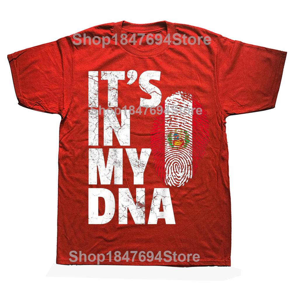 Lustige IT'S IN MY DNA Peruanische Peru Flagge T-Shirts Sommer Stil Grafik Baumwolle Streetwear Kurzarm Geburtstagsgeschenke T-Shirt Männer