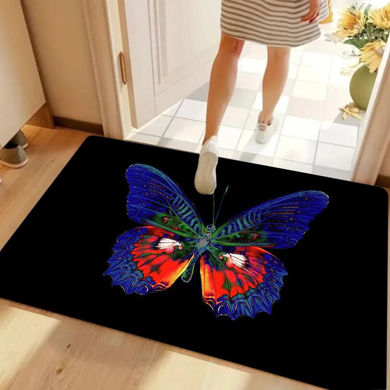 

Door Mat 2D Realistic Blue Butterfly Print Area Rug Soft Absorbent Entryway Porch Decor Washable Kitchen Mats for Floor 40cm x 60cm