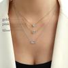 1 CZ Diamond Metal Surgical Stainless Steel 1 Pink Delicate [Galant] 6-prong Necklace, Always-On, Simple, Allergy-Free, (Zirconia), Stone, 6-prong,