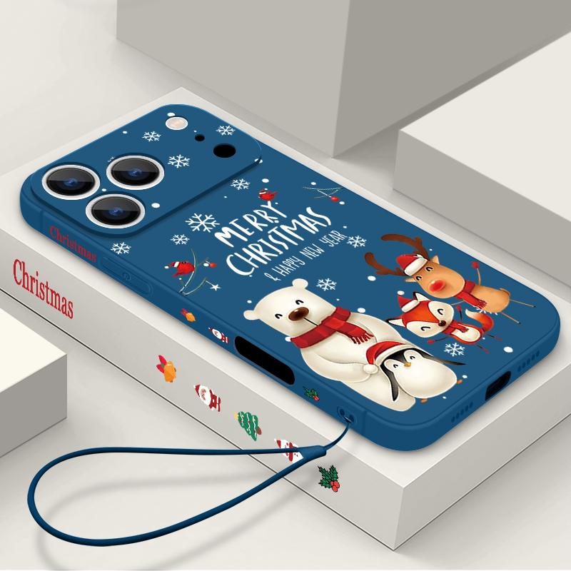 Cute Snowfield Pattern TPU Soft Silicone Case For iPhone 17 Pro Max 16E 16 15 14 13 Pro Max 12 Pro 11 Shockproof With Lanyard Phone Cover Fundas