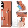 For Samsung Galaxy S25 Edge Case Carbon Fiber Texture Leather Phone Back Cover with Card Holder