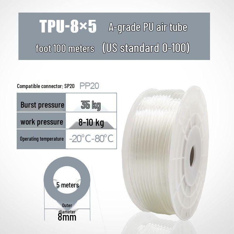 High-Pressure 8MM PU Pneumatic Air Hose for Air Compressors