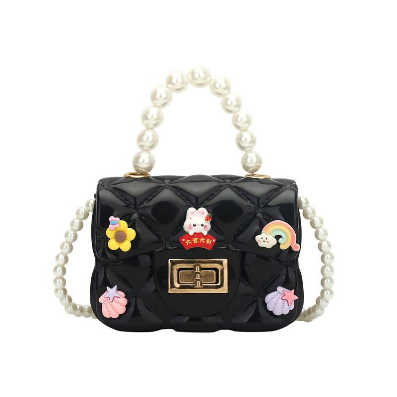 Golden Button Girls Rabbit Pattern Crossbody Bag Rainbow Pattern Daily Bags