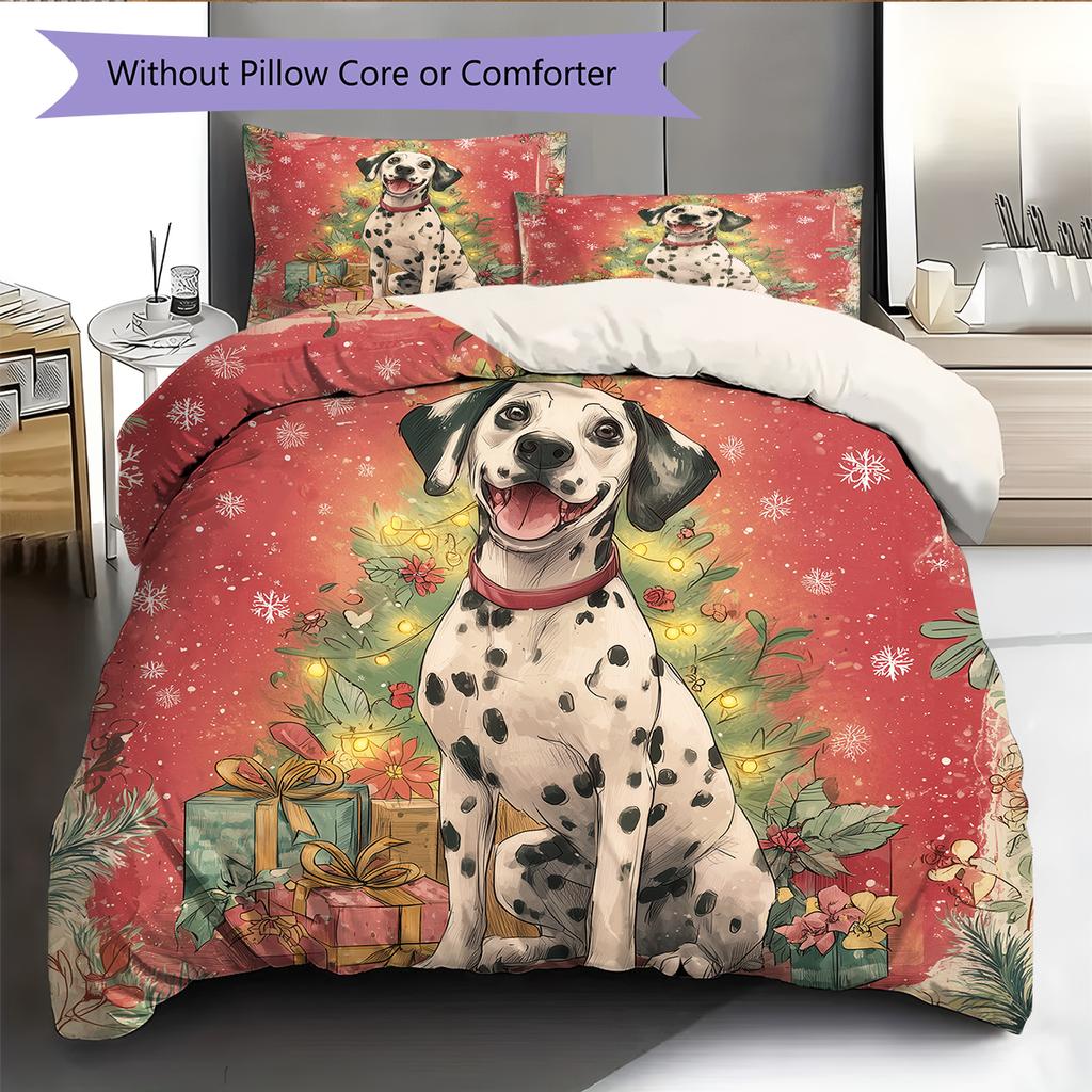 Pink Dalmatian Pattern Bedding Home Decoration Birthday Gift (1 * Duvet Cover + 2 * Pillowcase, Without Core)